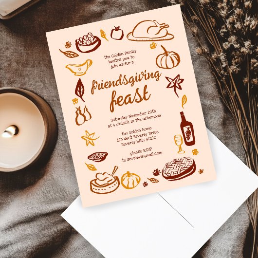 Whimsical Thanksgiving Friendsgiving Dinner Custom Briefkaart