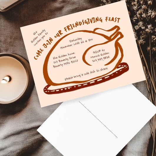 Whimsical Thanksgiving Friendsgiving Dinner Custom Briefkaart