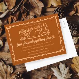 Whimsical Thanksgiving Friendsgiving Dinner Custom Briefkaart