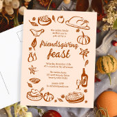 Whimsical Thanksgiving Friendsgiving Dinner Custom Briefkaart