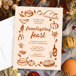 Whimsical Thanksgiving Friendsgiving Dinner Custom Briefkaart