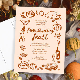 Whimsical Thanksgiving Friendsgiving Dinner Custom Briefkaart