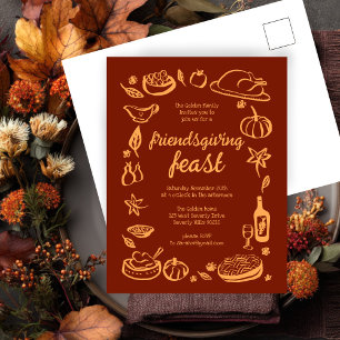 Whimsical Thanksgiving Friendsgiving Dinner Custom Briefkaart