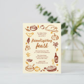 Whimsical Thanksgiving Friendsgiving Dinner Custom Briefkaart (Staand voorkant)