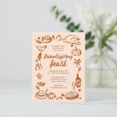 Whimsical Thanksgiving Friendsgiving Dinner Custom Briefkaart (Staand voorkant)