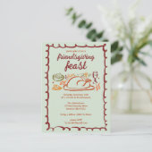 Whimsical Thanksgiving Friendsgiving Dinner Custom Briefkaart (Staand voorkant)