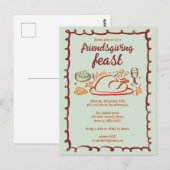 Whimsical Thanksgiving Friendsgiving Dinner Custom Briefkaart (Voorkant / Achterkant)