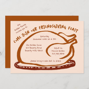 Whimsical Thanksgiving Friendsgiving Dinner Custom Kaart