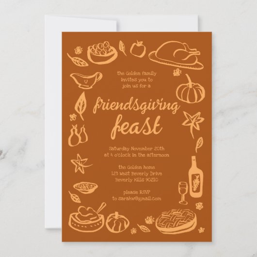 Whimsical Thanksgiving Friendsgiving Dinner Custom Kaart (Voorkant)