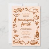 Whimsical Thanksgiving Friendsgiving Dinner Custom Kaart (Voorkant)