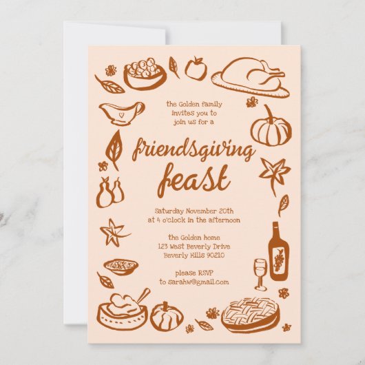 Whimsical Thanksgiving Friendsgiving Dinner Custom Kaart (Voorkant)