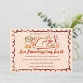 Whimsical Thanksgiving Friendsgiving Dinner Custom Kaart (Staand voorkant)