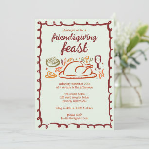 Whimsical Thanksgiving Friendsgiving Dinner Custom Kaart