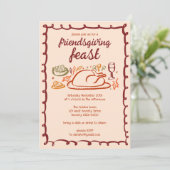 Whimsical Thanksgiving Friendsgiving Dinner Custom Kaart (Staand voorkant)