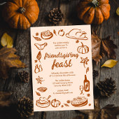 Whimsical Thanksgiving Friendsgiving Dinner Custom Kaart
