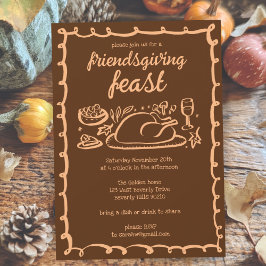 Whimsical Thanksgiving Friendsgiving Dinner Custom Kaart