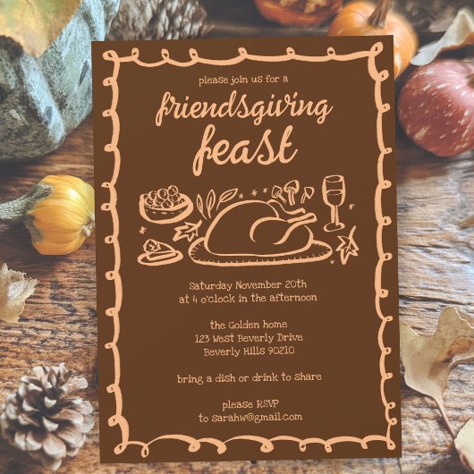 Whimsical Thanksgiving Friendsgiving Dinner Custom Kaart