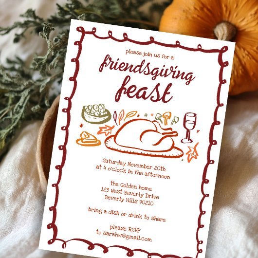 Whimsical Thanksgiving Friendsgiving Dinner CUSTOM Kaart