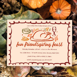 Whimsical Thanksgiving Friendsgiving Dinner Custom Kaart