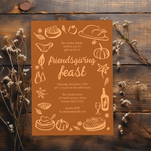 Whimsical Thanksgiving Friendsgiving Dinner Custom Kaart