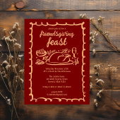 Whimsical Thanksgiving Friendsgiving Dinner Custom Kaart