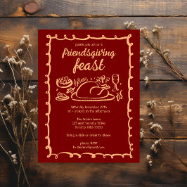 Whimsical Thanksgiving Friendsgiving Dinner Custom Kaart