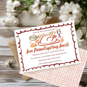 Whimsical Thanksgiving Friendsgiving Dinner Custom Kaart