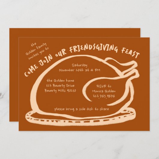 Whimsical Thanksgiving Friendsgiving Dinner Custom Kaart (Voorkant / Achterkant)