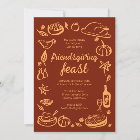 Whimsical Thanksgiving Friendsgiving Dinner Custom Kaart (Voorkant)