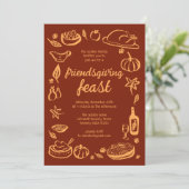 Whimsical Thanksgiving Friendsgiving Dinner Custom Kaart (Staand voorkant)