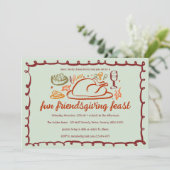 Whimsical Thanksgiving Friendsgiving Dinner Custom Kaart (Staand voorkant)