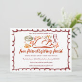 Whimsical Thanksgiving Friendsgiving Dinner Custom Kaart (Staand voorkant)