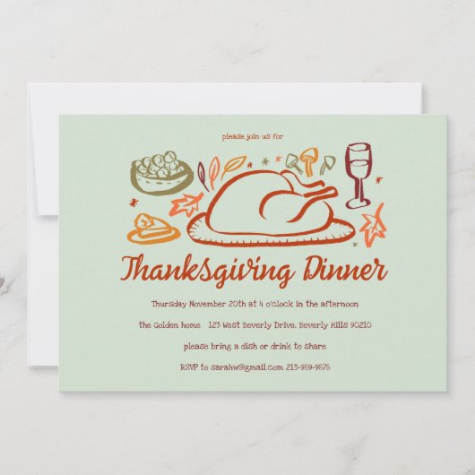 Whimsical Thanksgiving Friendsgiving Dinner Custom Kaart (Voorkant)