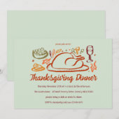Whimsical Thanksgiving Friendsgiving Dinner Custom Kaart (Voorkant / Achterkant)