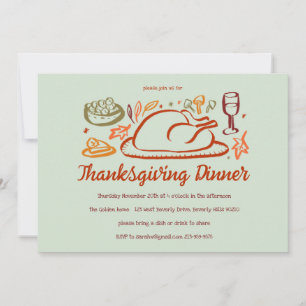 Whimsical Thanksgiving Friendsgiving Dinner Custom Kaart