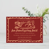 Whimsical Thanksgiving Friendsgiving Dinner Custom Kaart (Staand voorkant)