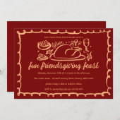 Whimsical Thanksgiving Friendsgiving Dinner Custom Kaart (Voorkant / Achterkant)