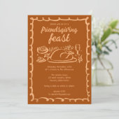 Whimsical Thanksgiving Friendsgiving Dinner Custom Kaart (Staand voorkant)