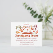 Whimsical Thanksgiving Friendsgiving Dinner Party Briefkaart (Staand voorkant)