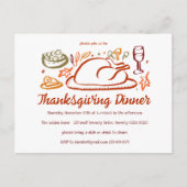 Whimsical Thanksgiving Friendsgiving Dinner Party Briefkaart (Voorkant)