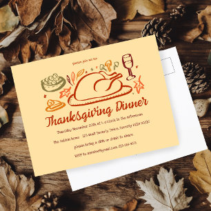 Whimsical Thanksgiving Friendsgiving Dinner Party Briefkaart