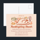Whimsical Thanksgiving Friendsgiving Dinner Party Briefkaart<br><div class="desc">Perfect leuk briefkaart voor een leuke herfstuitnodiging! Met de hand gemaakte kunst voor jou! Ideaal voor een Thanksgiving vakantie, Friendsgiving, herfst of herfst dinerfeest of ander evenement. VOLLEDIG ! Klik hierboven op "Personaliseren" om de tekst te bewerken. Klik op "Bewerken met ontwerpgereedschap" om de lettertypen, kleuren en plaatsingen aan te...</div>
