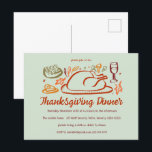 Whimsical Thanksgiving Friendsgiving Dinner Party Briefkaart<br><div class="desc">Perfect leuk briefkaart voor een leuke herfstuitnodiging! Met de hand gemaakte kunst voor jou! Ideaal voor een Thanksgiving vakantie, Friendsgiving, herfst of herfst dinerfeest of ander evenement. VOLLEDIG ! Klik hierboven op "Personaliseren" om de tekst te bewerken. Klik op "Bewerken met ontwerpgereedschap" om de lettertypen, kleuren en plaatsingen aan te...</div>
