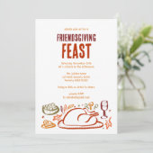 Whimsical Thanksgiving Friendsgiving Dinner Party Kaart (Staand voorkant)