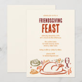 Whimsical Thanksgiving Friendsgiving Dinner Party Kaart (Voorkant / Achterkant)