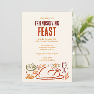 Whimsical Thanksgiving Friendsgiving Dinner Party Kaart