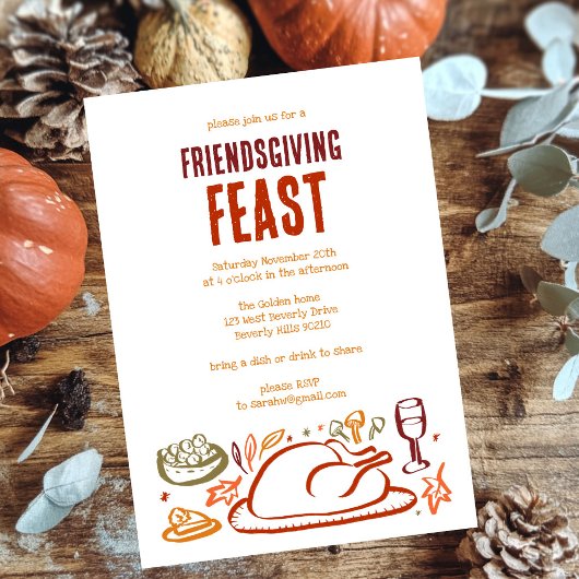 Whimsical Thanksgiving Friendsgiving Dinner Party Kaart