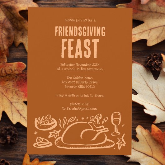 Whimsical Thanksgiving Friendsgiving Dinner Party Kaart