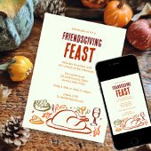 Whimsical Thanksgiving Friendsgiving Dinner Party Kaart