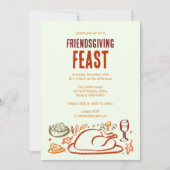 Whimsical Thanksgiving Friendsgiving Dinner Party Kaart (Voorkant)